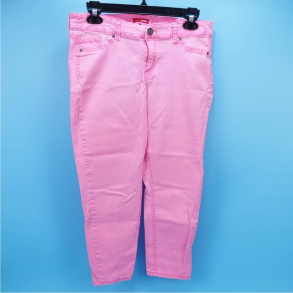 Bongo Womens Straight Cut Mid Rise Pink Stretch Jeans Pants Size 13 31 x 23 - Picture 1 of 4